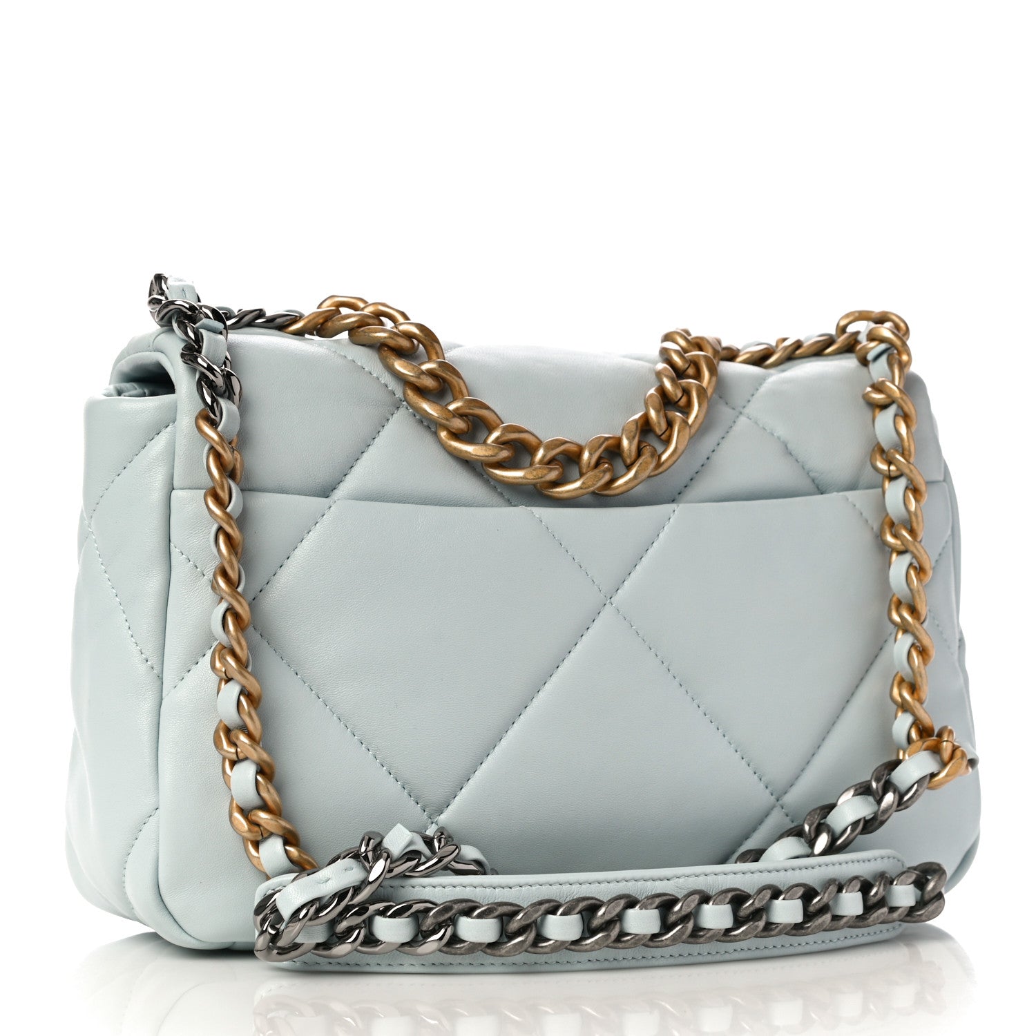 Chanel Lambskin Quilted Medium Chanel 19 Flap Light Blue 3 of 11