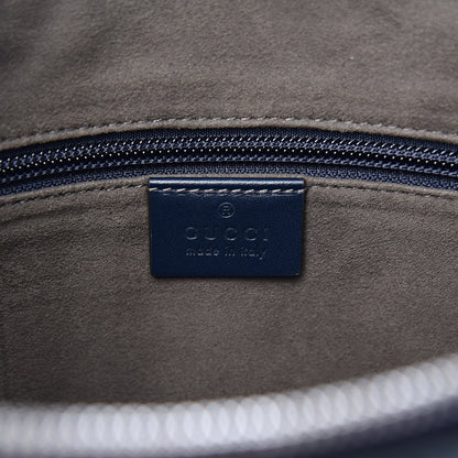 Gucci Guccissima Signature Medium Flat Messenger Bag Blue 6 of 10