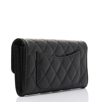 Chanel Caviar Quilted Large Gusset Flap Wallet Black 3 of 14