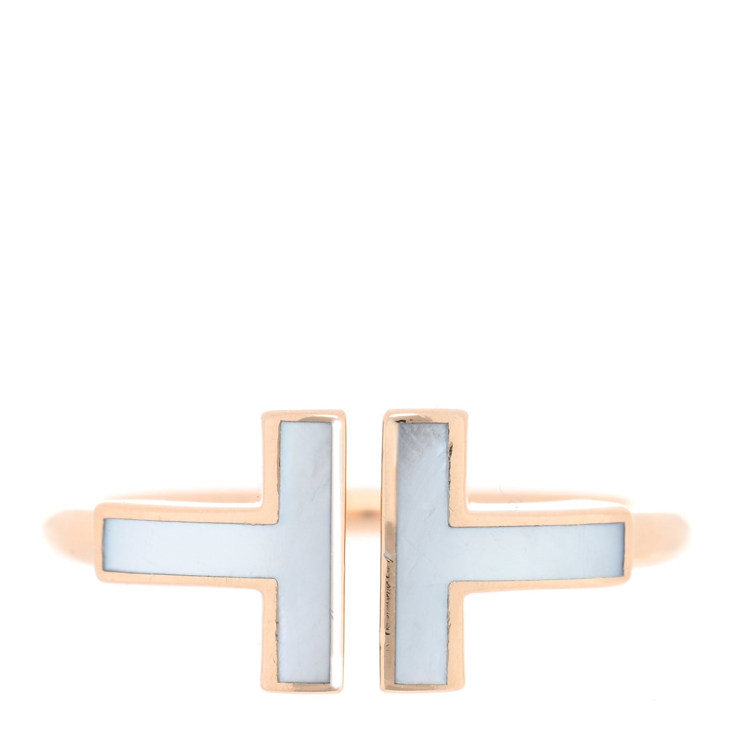 18K Rose Gold Mother of Pearl T Wire Ring 50 5.25