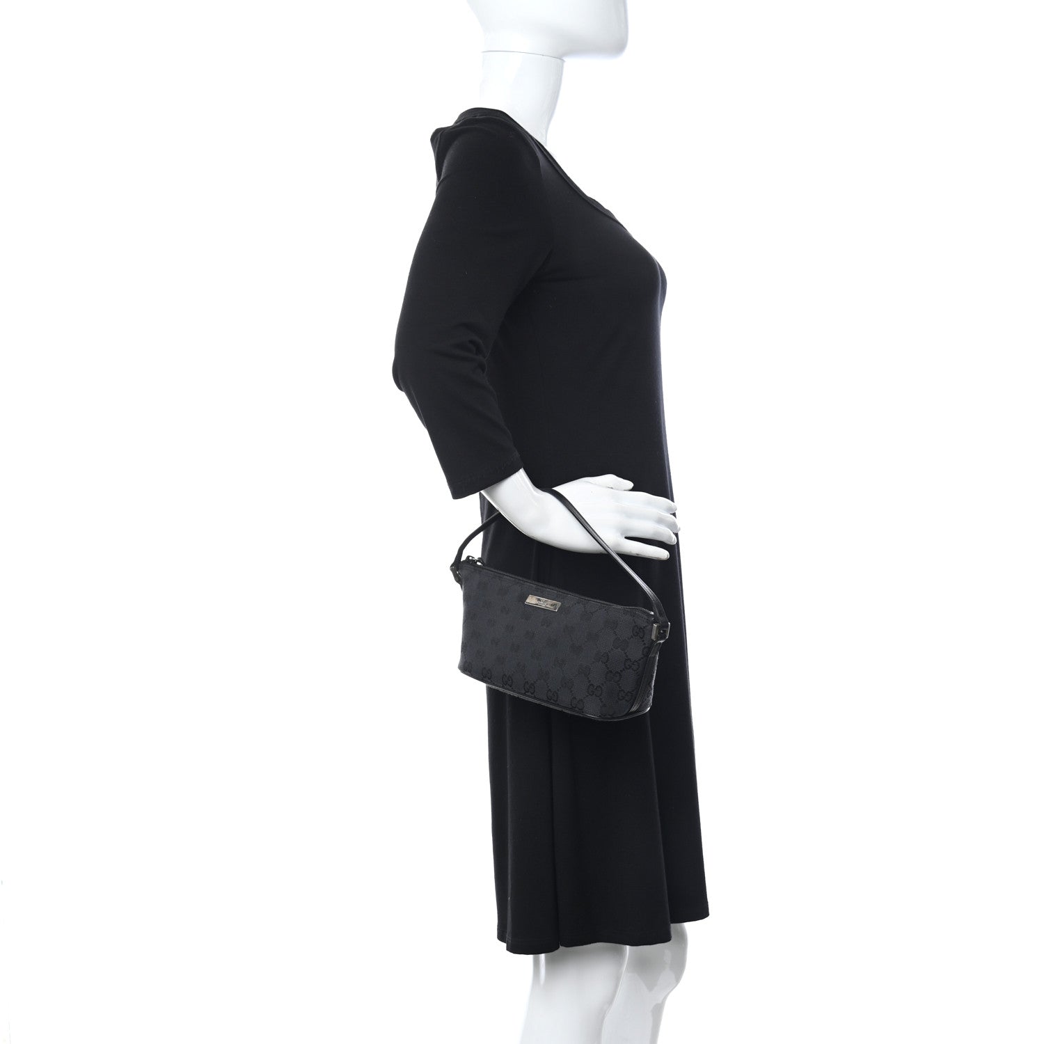 Gucci Monogram Web Boat Pochette Black 2 of 15