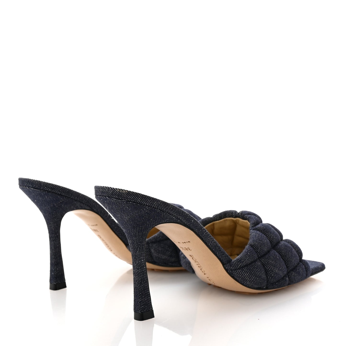 Denim Matelasse Padded Mule Sandals 38.5 Indigo