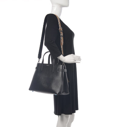 Burberry Derby Calfskin House Check Medium Banner Tote Black 2 of 14