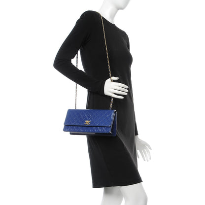 Chanel Glazed Calfskin Quilted East West Flap Blue 2 of 17