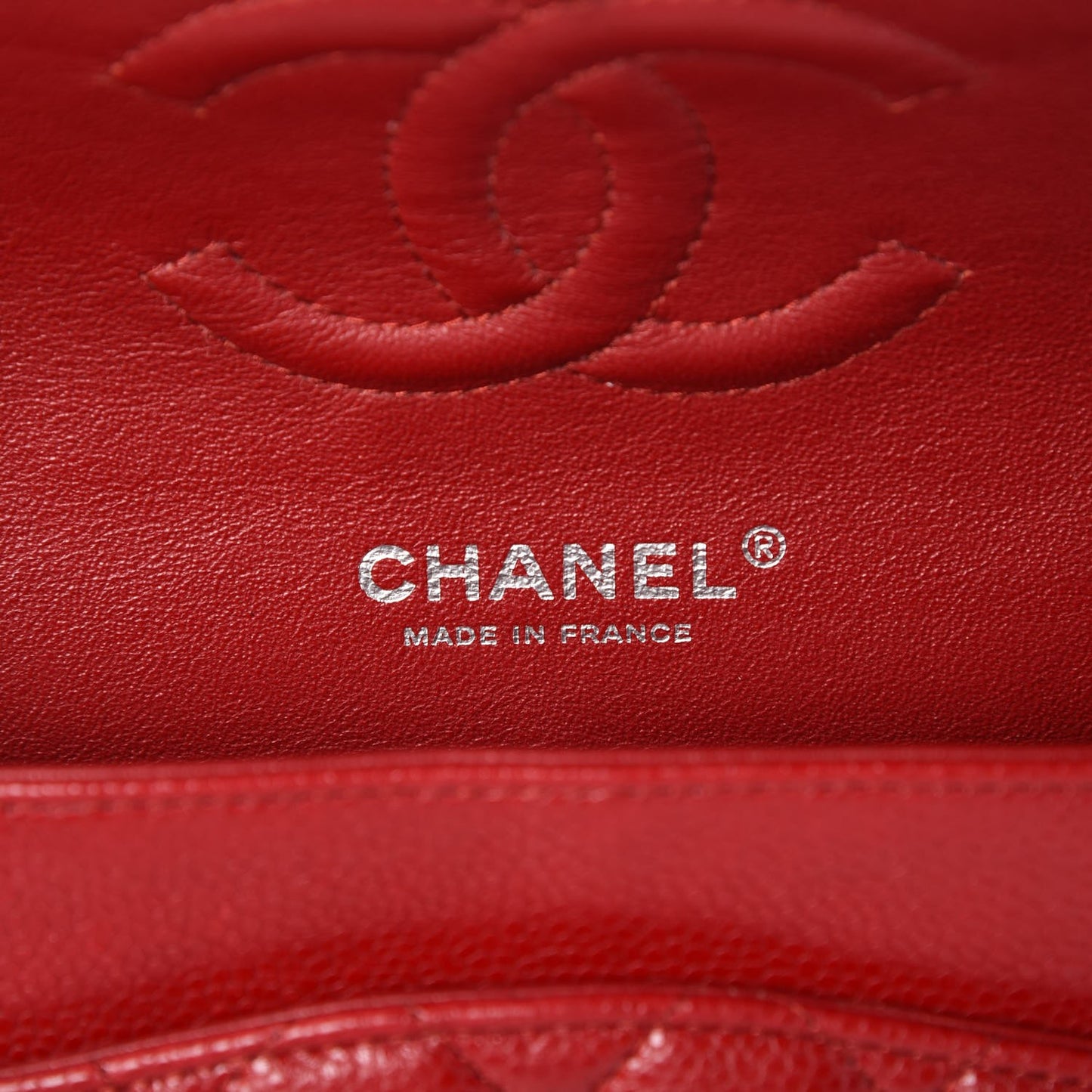 Caviar Quilted Medium Double Flap Red