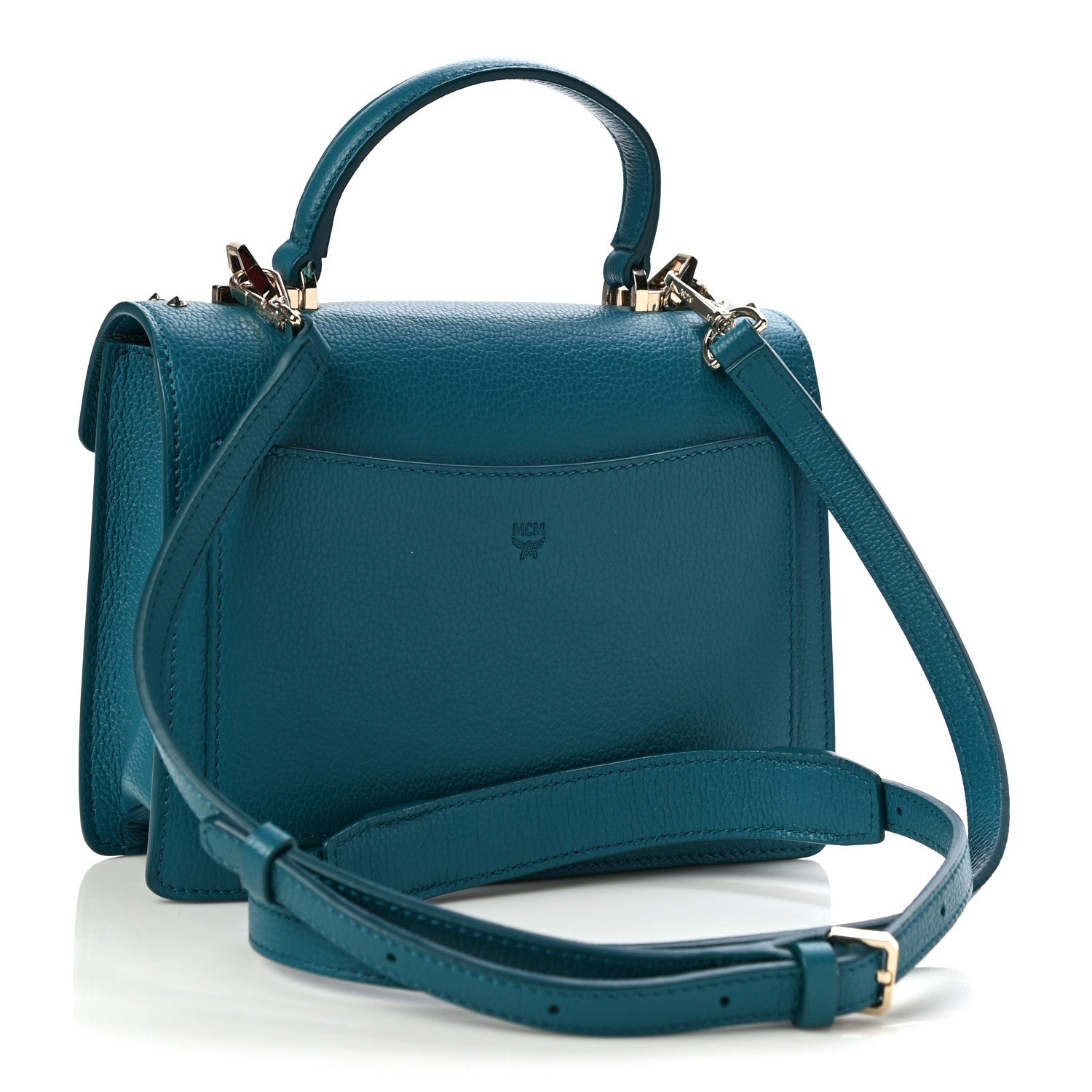 MCM Calfskin Studded Small Patricia Crossbody Bag Deep Lagoon 3 of 11