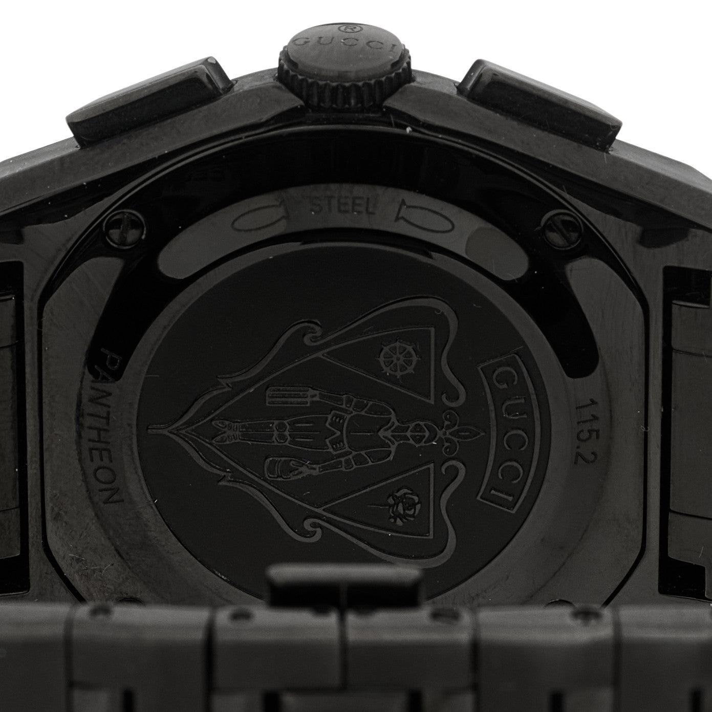 Stainless Steel 44mm Pantheon Chronograph Quartz Watch Black