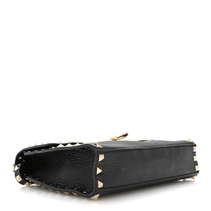 Valentino Garavani Pebbled Calfskin Medium Rockstud Flip Lock Crossbody Bag Black 4 of 10