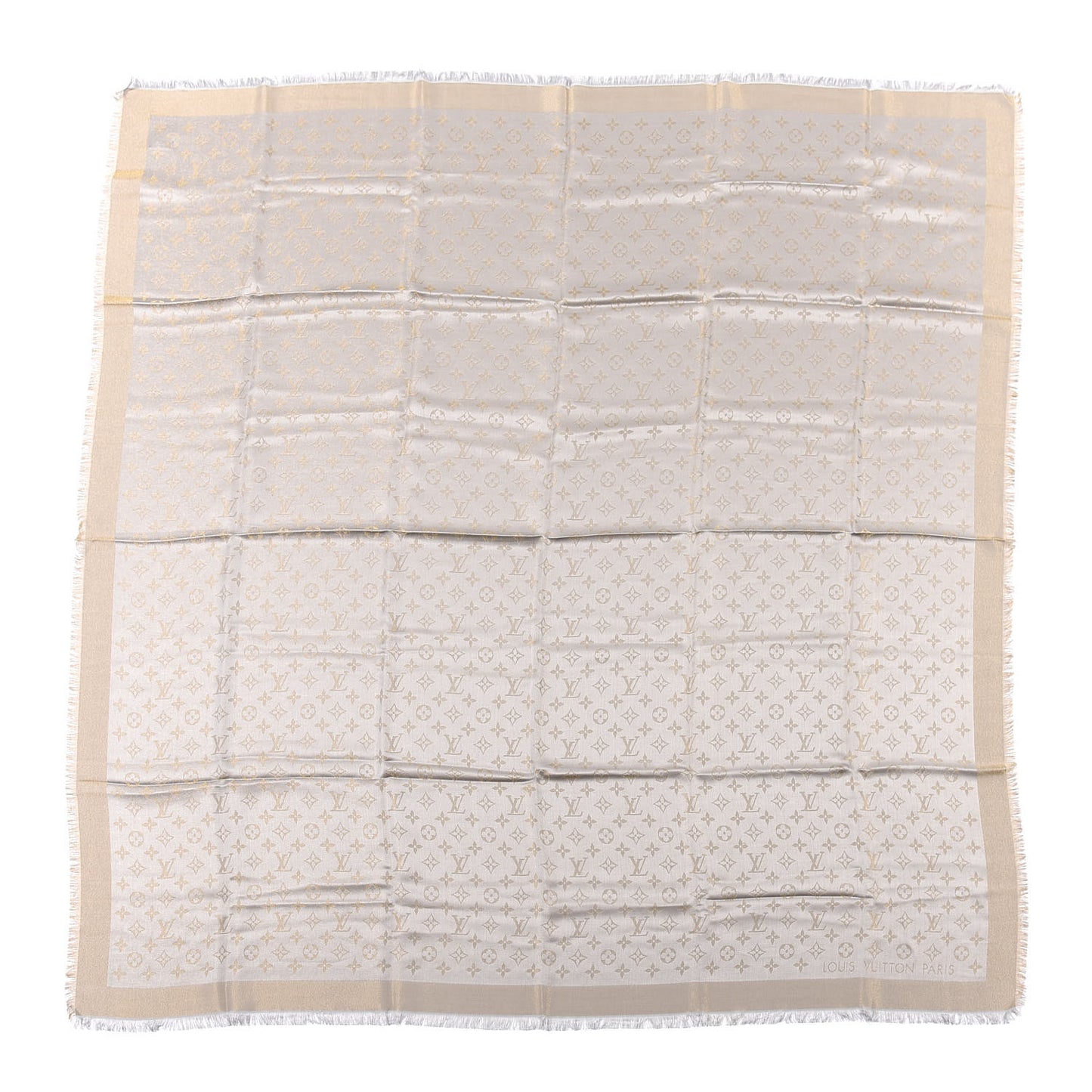 Silk Lurex Wool Monogram Shine Shawl Greige