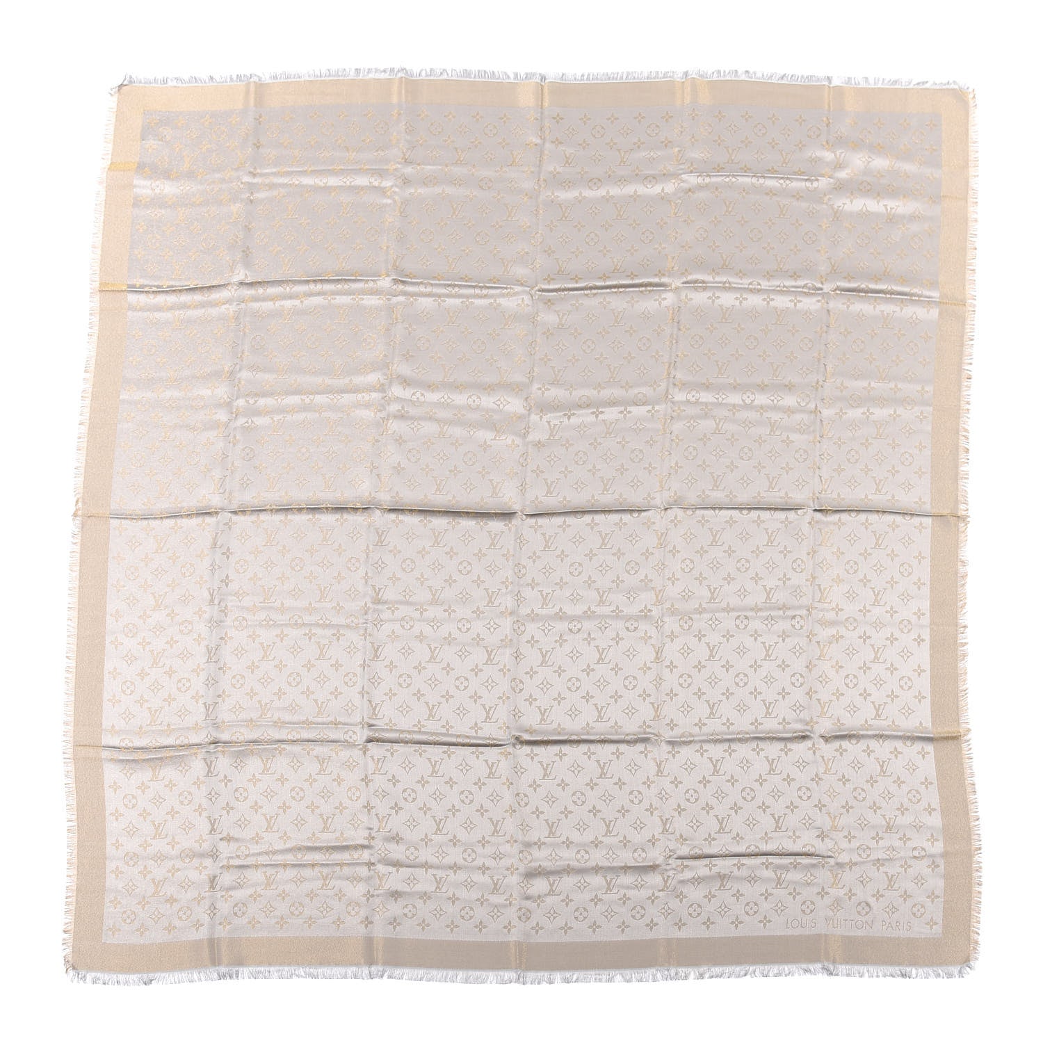 Louis Vuitton Silk Lurex Wool Monogram Shine Shawl Greige 1 of 3