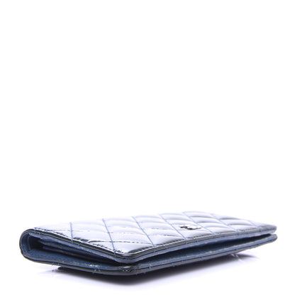 Chanel Patent Calfskin Quilted Yen Wallet Blue 4 of 9