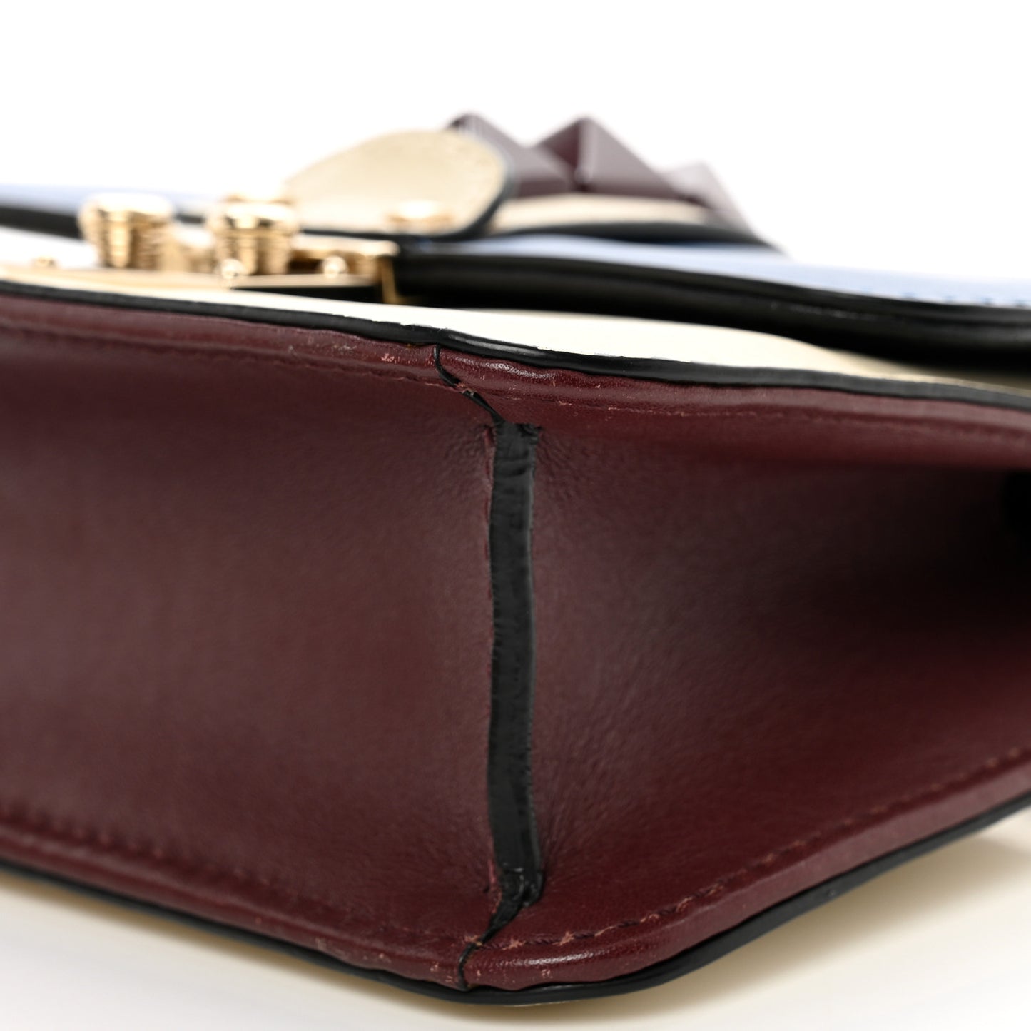 Vitello Mini Glam Lock Rockstud Flap Blue White Burgundy