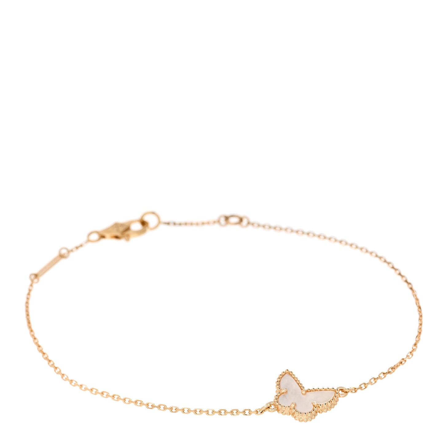 18K Yellow Gold Mother of Pearl Sweet Alhambra Butterfly Bracelet
