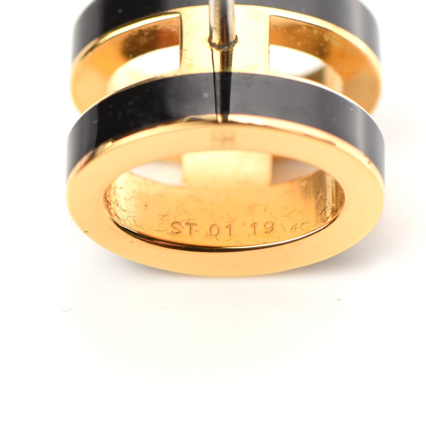 Gold Lacquered Pop H Earrings Black