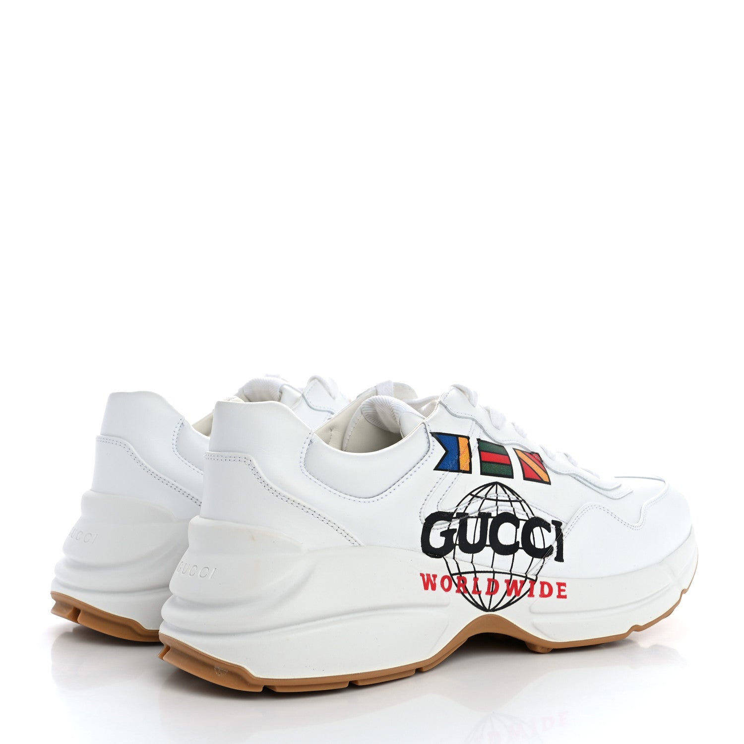 Gucci Apollo Calfskin Worldwide Mens Rhyton Sneakers 9 Great White 5 of 11