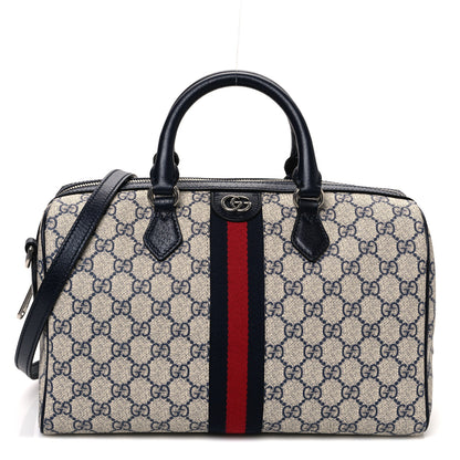 Gucci GG Supreme Monogram Web Ophidia Boston Beige Blue 1 of 10