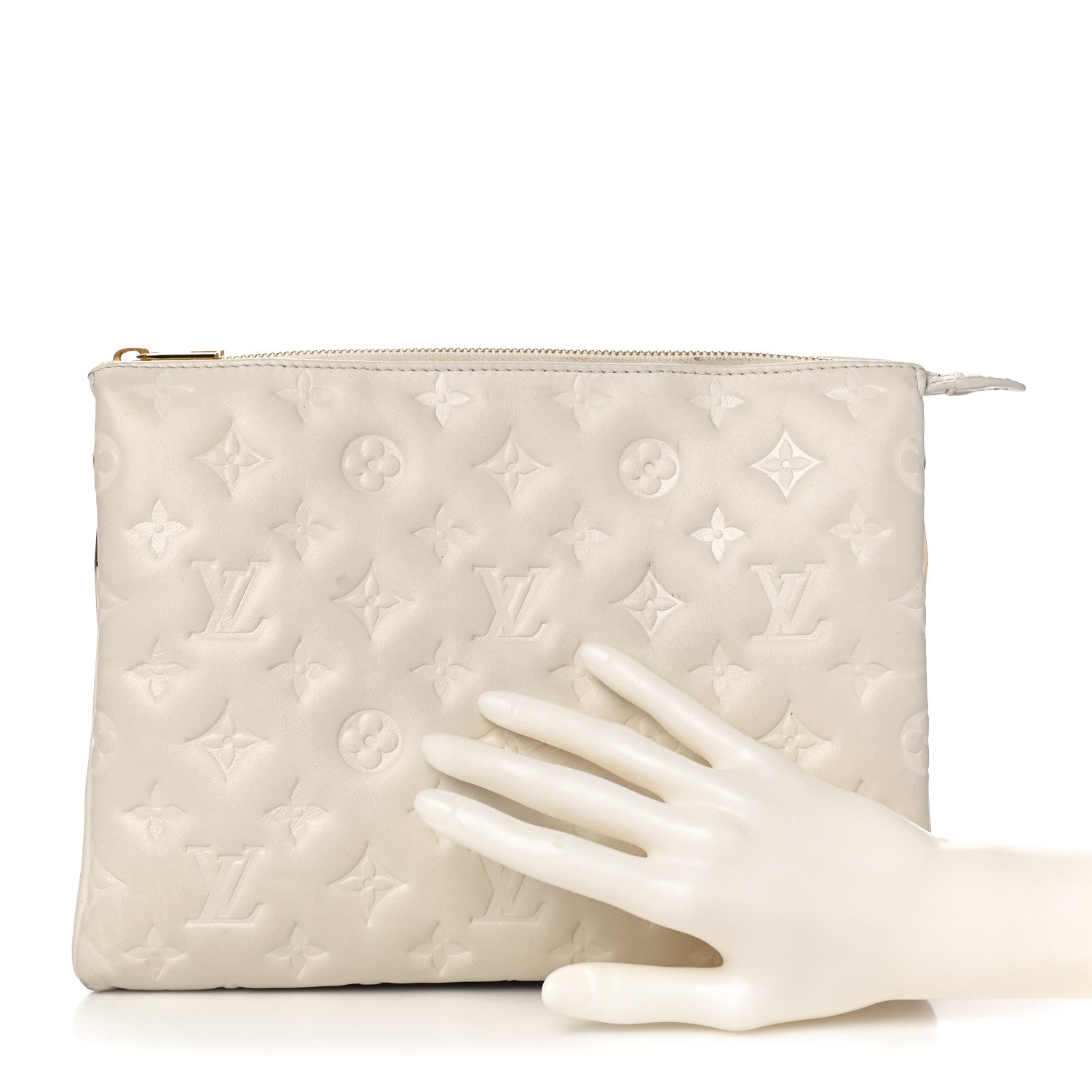 Louis Vuitton Lambskin Embossed Monogram Coussin PM Cream 2 of 12
