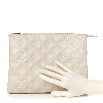 Louis Vuitton Lambskin Embossed Monogram Coussin PM Cream 2 of 12