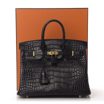 Hermes Matte Alligator Birkin 25 Black 32 of 32