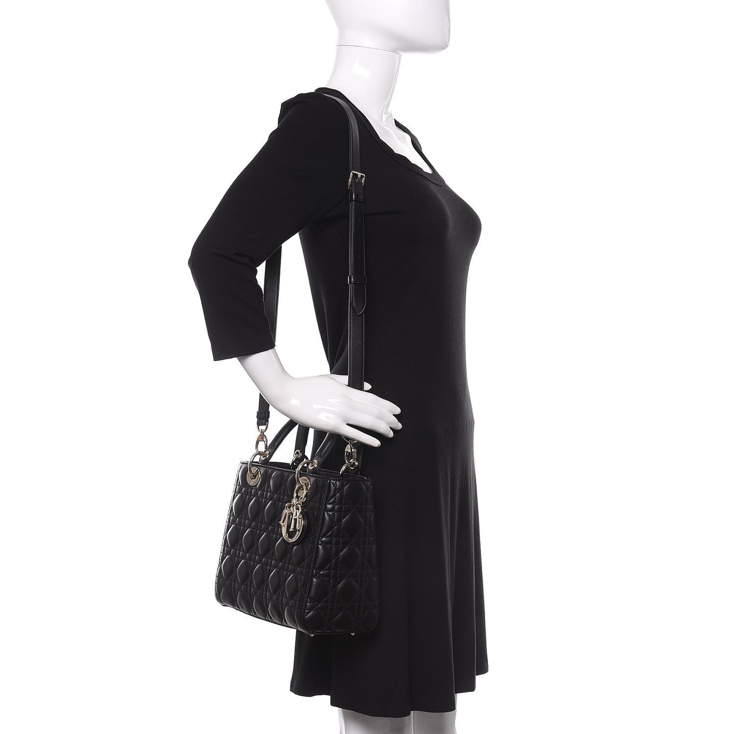 Lambskin Cannage Medium Lady Dior Black