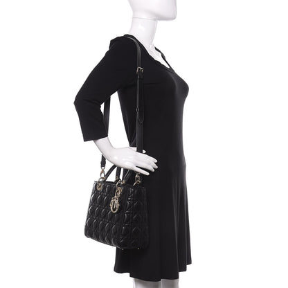 Christian Dior Lambskin Cannage Medium Lady Dior Black 2 of 11