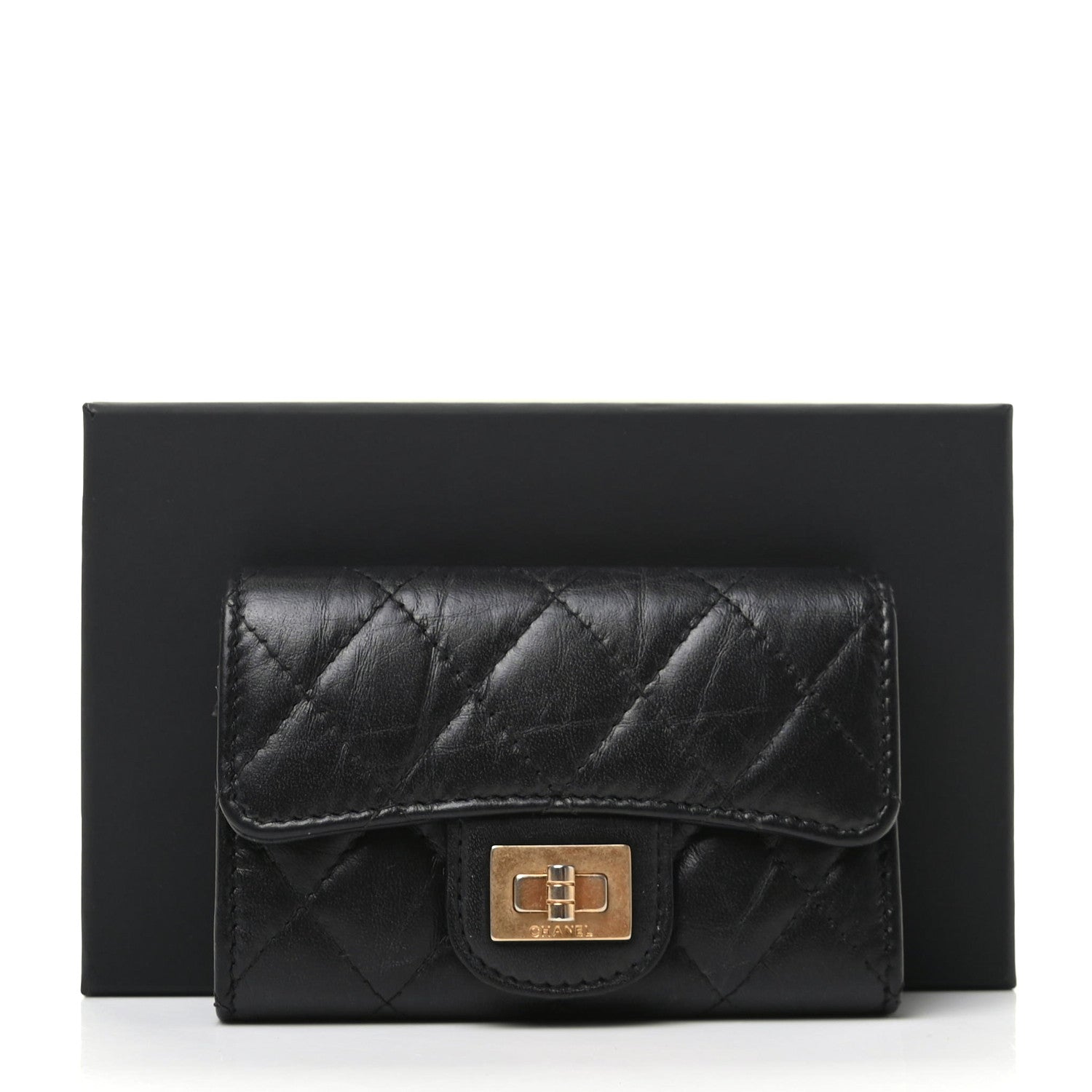 Chanel Aged Calfskin Quilted Reissue Flap Card Holder Black 9 of 9