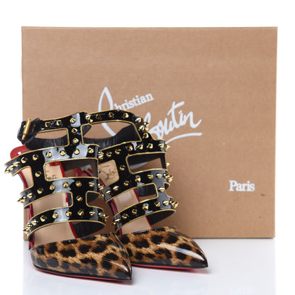 Christian Louboutin Patent Leopard Print Tchicaboum 100 Pumps 40 Version Brown 7 of 7