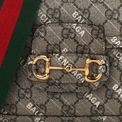 Gucci X BALENCIAGA GG Supreme Monogram Web Logo Print Mini Horsebit 1955 Shoulder Bag Beige Ebony 11 of 11