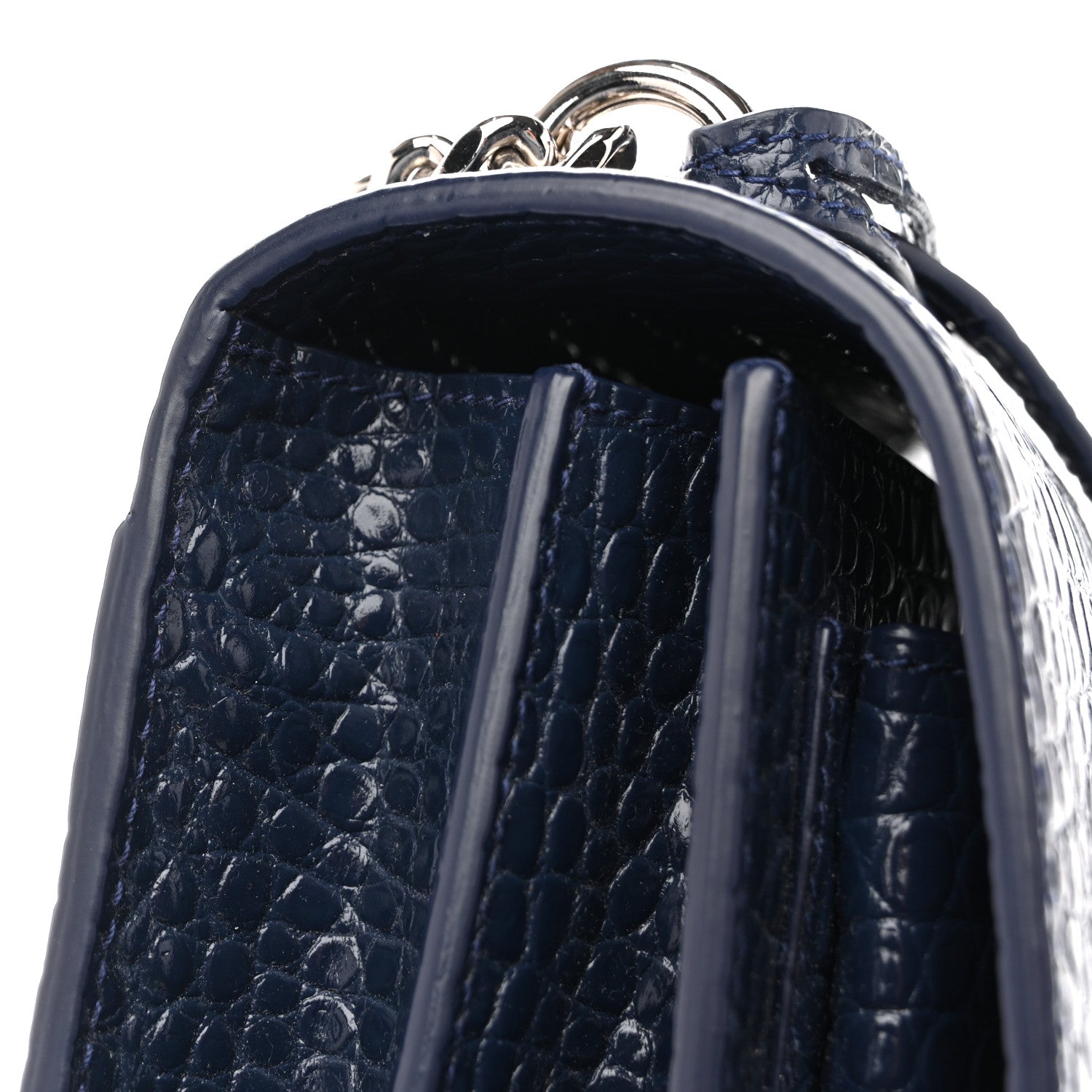 Saint Laurent Calfskin Crocodile Embossed Medium Monogram Sunset