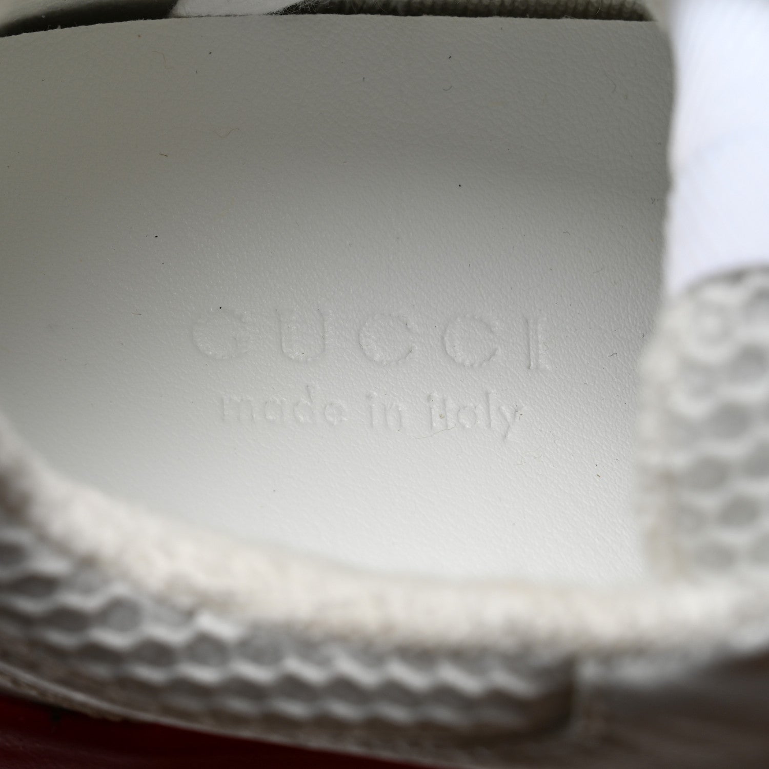Gucci Lavaredo Eco Fabric Mesh Web Womens Rhyton Reflective Sneakers 35 Great White Green Red Silver 6 of 9