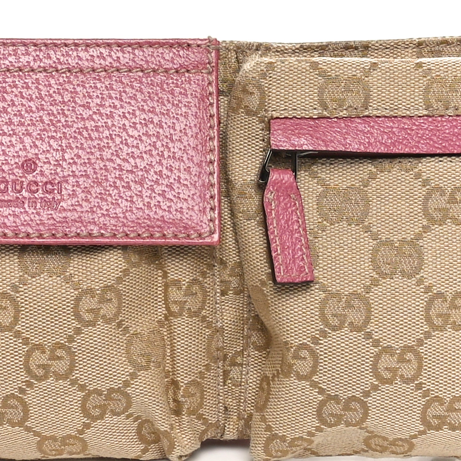 Gucci GG Monogram Web Double Pocket Belt Bag Pink 9 of 11