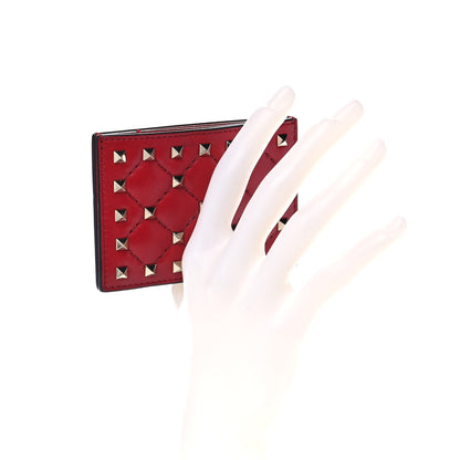Valentino Garavani Lambskin Rockstud Spike Card Holder Red 2 of 10