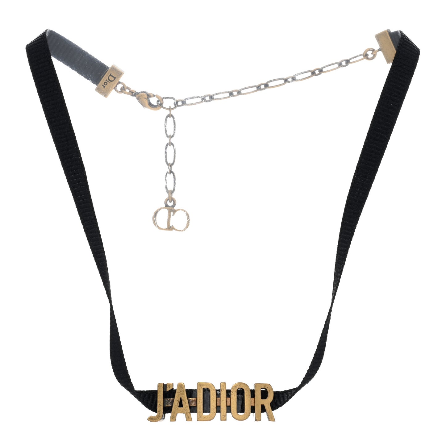 Grosgrain Ribbon J'Adior Logo Choker Necklace Black