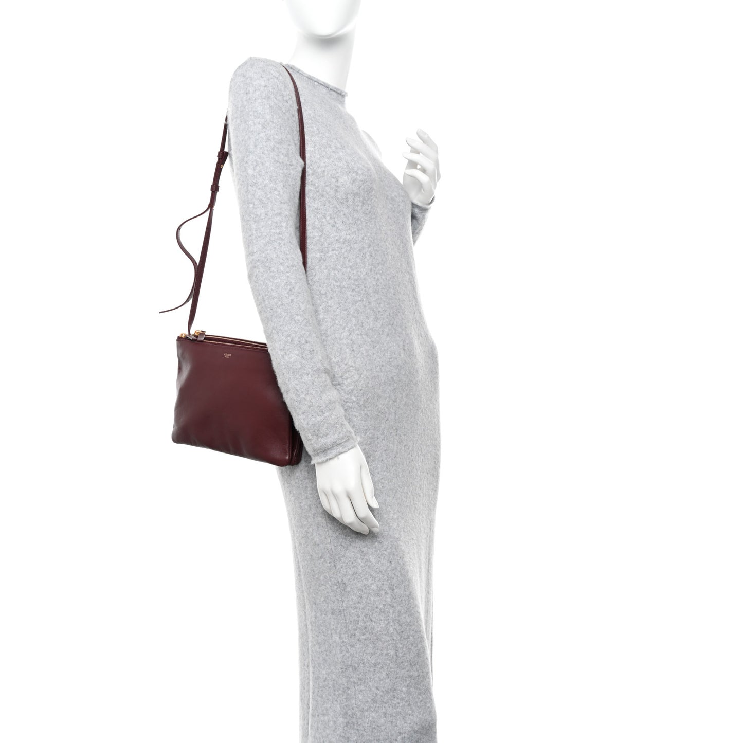 Lambskin Large Trio Crossbody Bag Burgundy