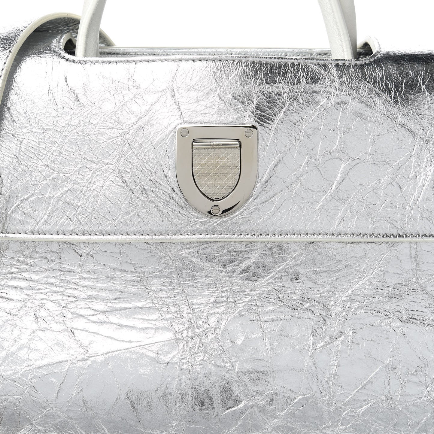 Metallic Calfskin Medium Diorever Flap Silver