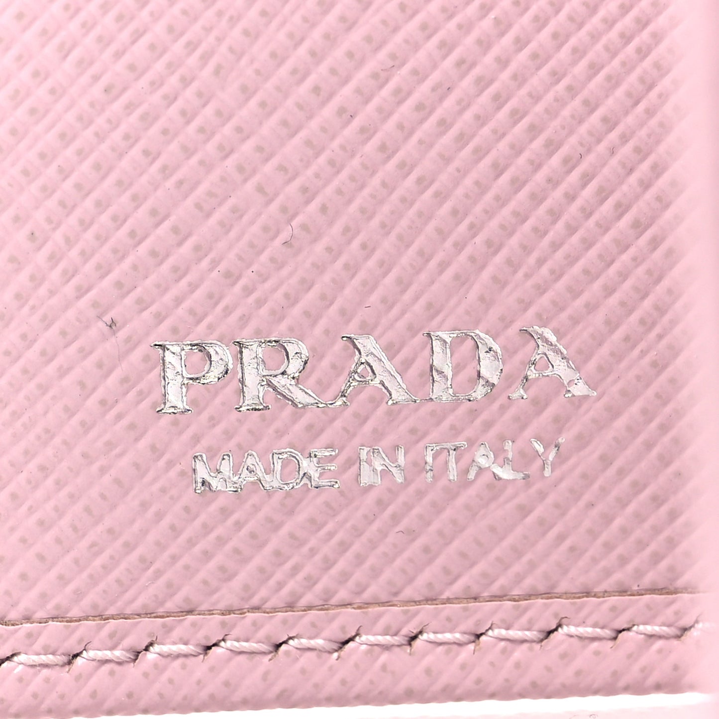 Saffiano Triangle Flap Compact Wallet Black Light Pink