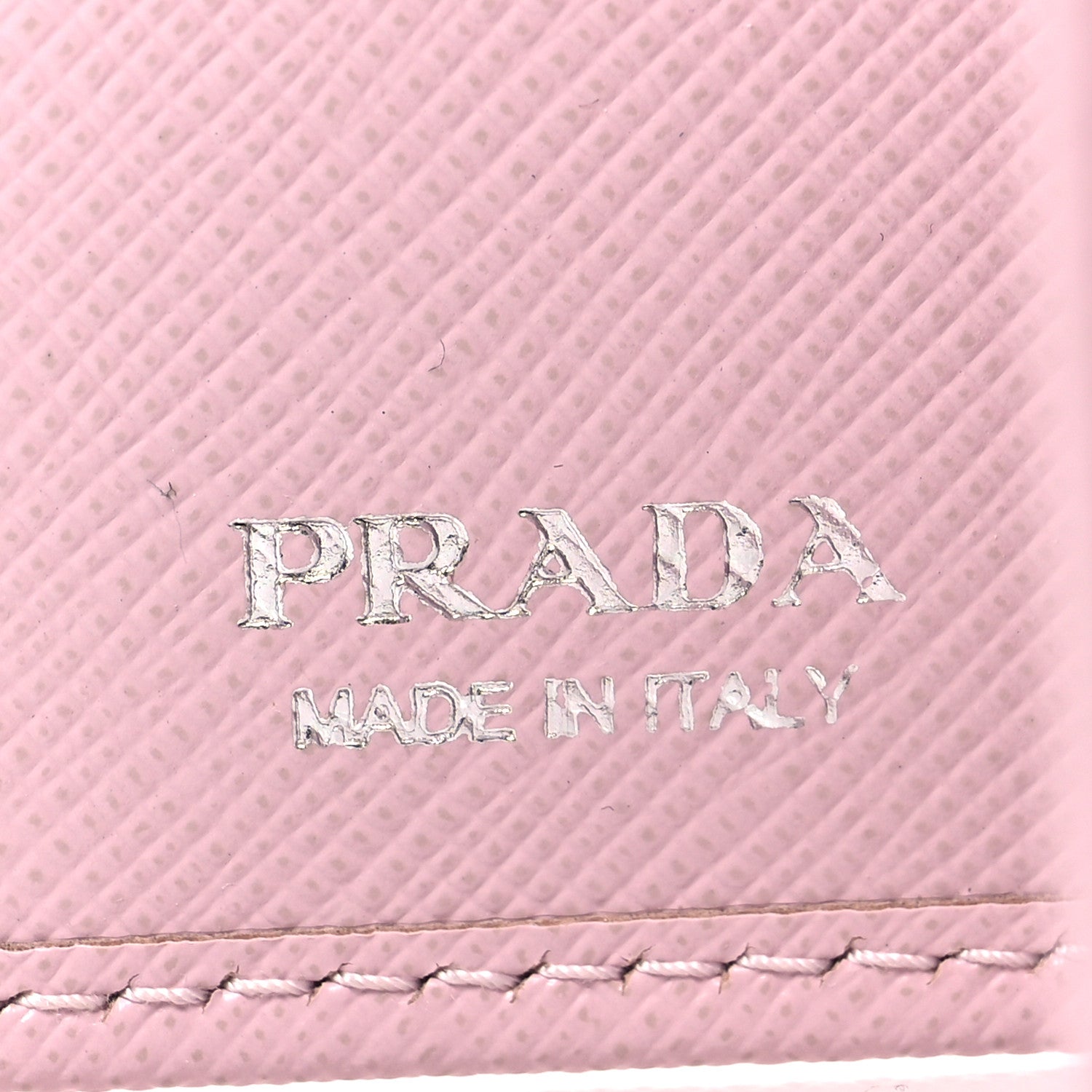 Prada Saffiano Triangle Flap Compact Wallet Black Light Pink 6 of 7