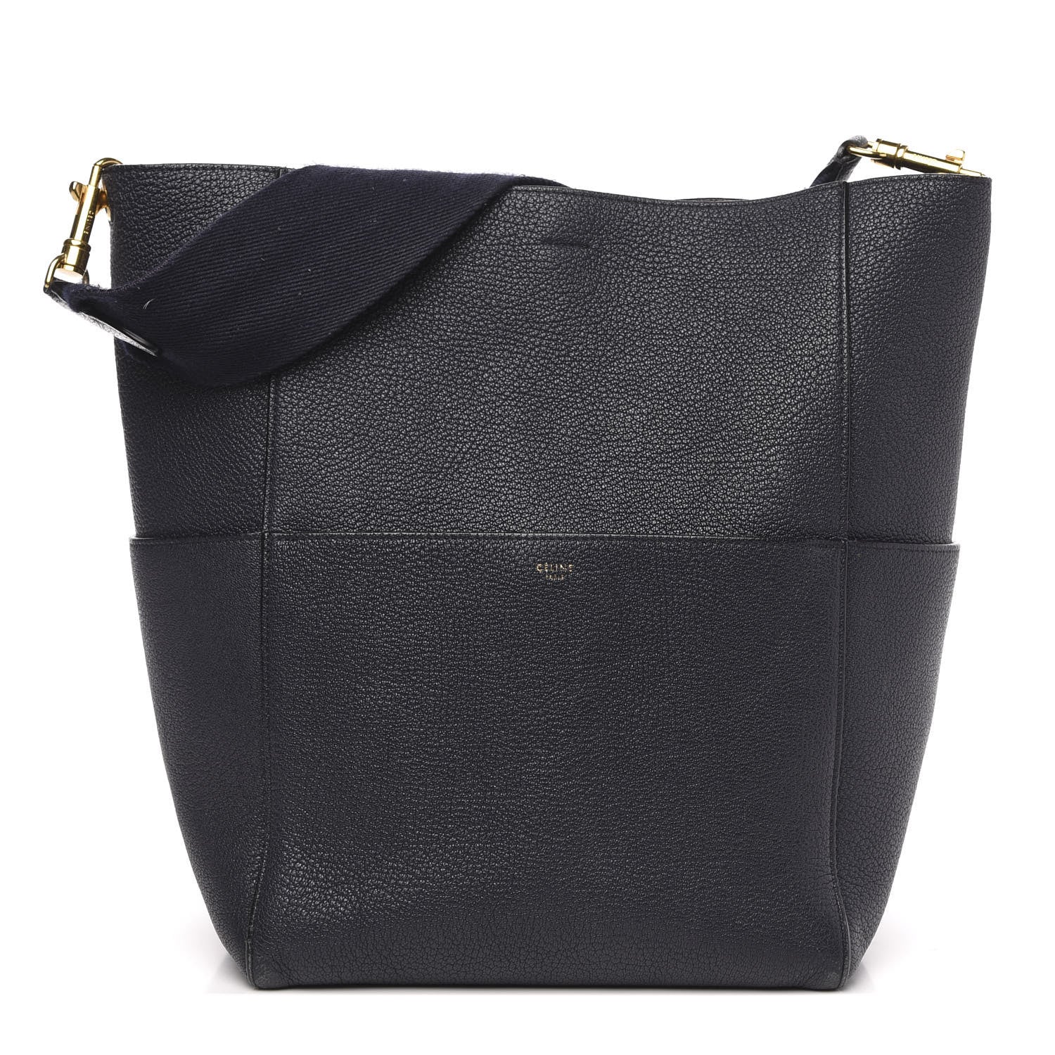 Celine Soft Grained Calfskin Sangle Bucket Bag Navy Blue 1 of 17
