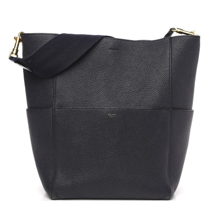 Celine Soft Grained Calfskin Sangle Bucket Bag Navy Blue 1 of 17