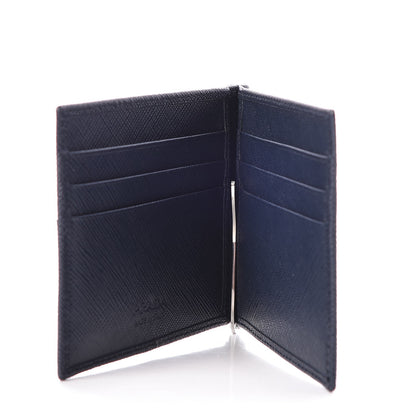 Prada Saffiano Metal Money Clip Bi-Fold Wallet Baltico 5 of 9