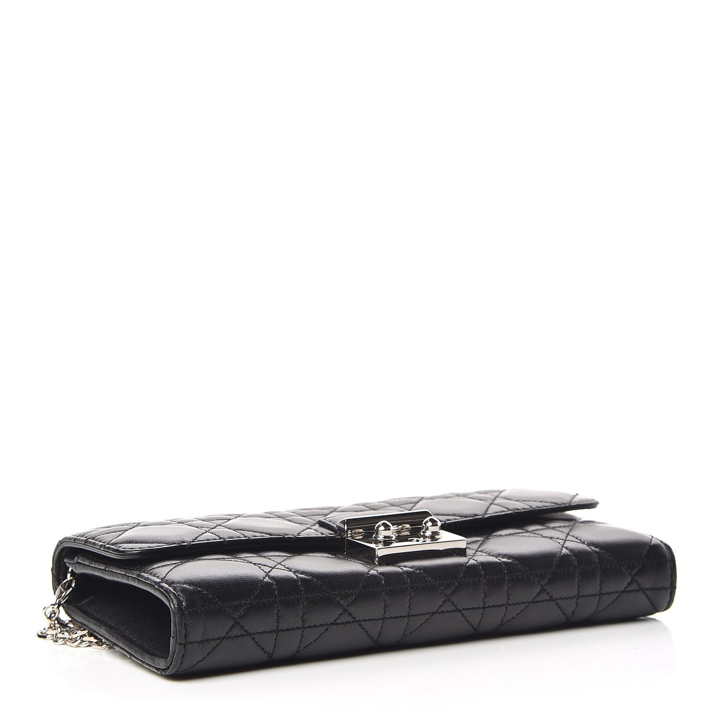 Lambskin Cannage Miss Dior Chain Wallet Black