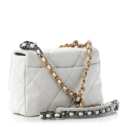 Chanel Goatskin Quilted Medium Chanel 19 Flap White 2 of 5