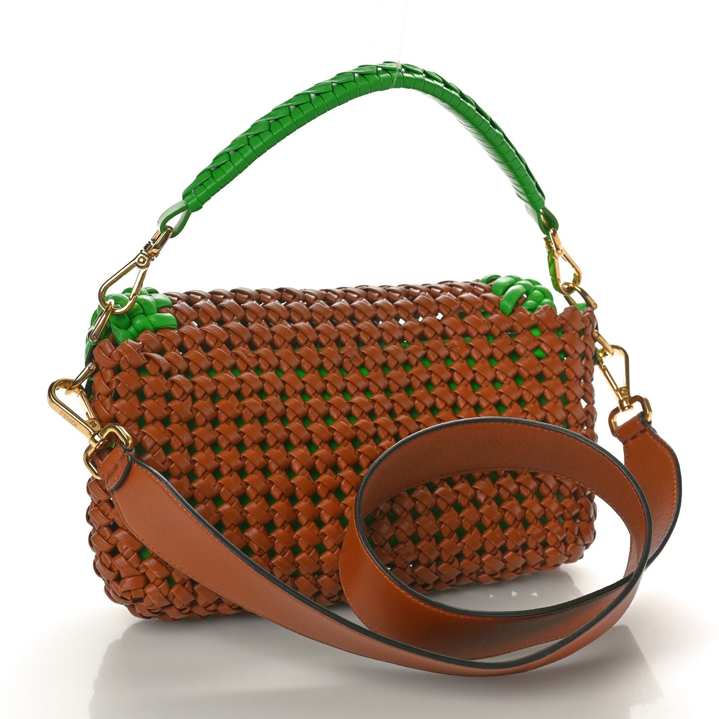 Nappa FF Woven Baguette Cuoio Tomatillo