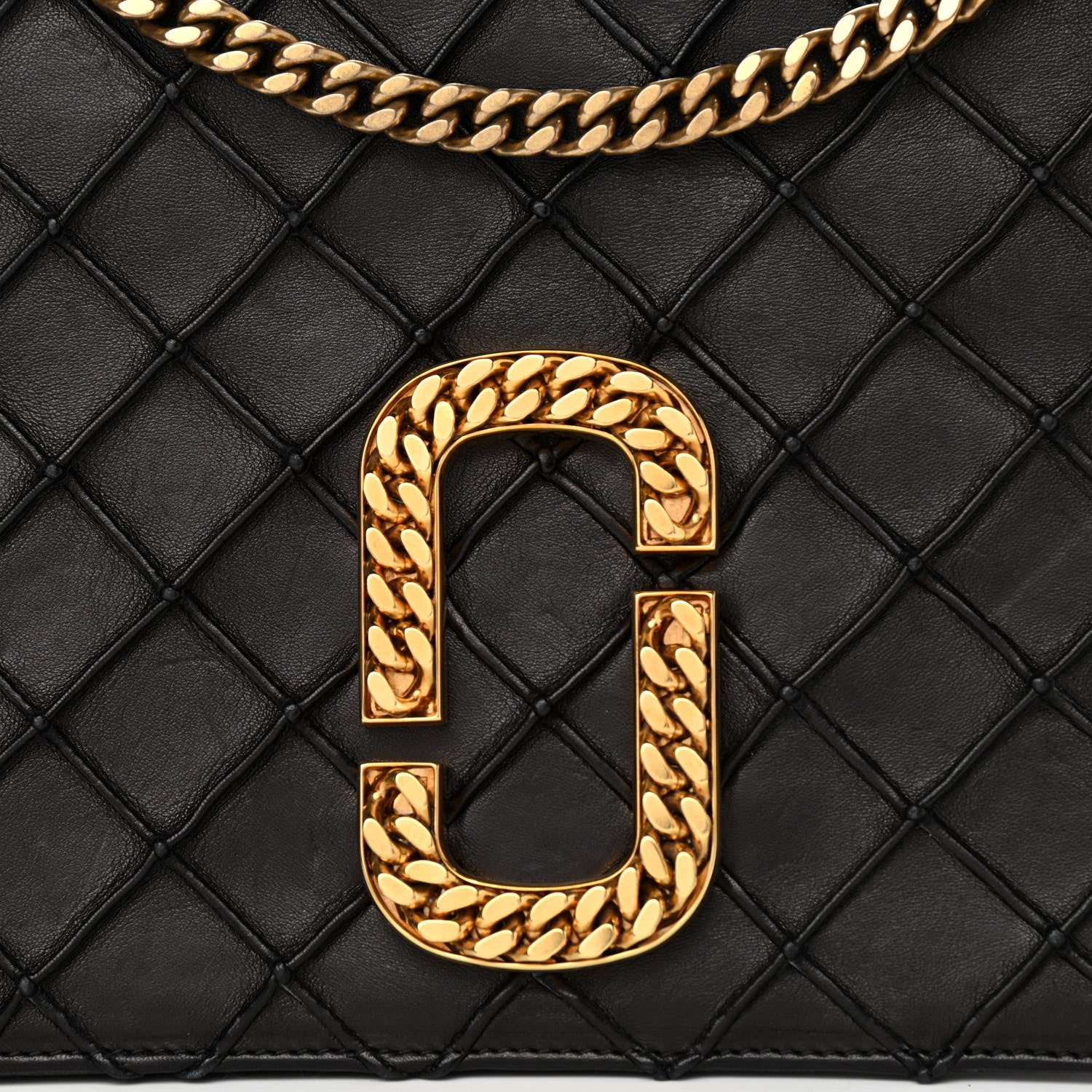 Marc Jacobs Natural Grain Calfskin Quilted Double J Quilted Bag Black 7 of 9