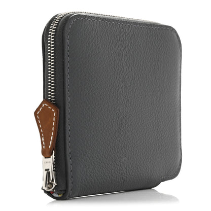Hermes Evercolor Barenia Silk'In Compact Wallet Ardoise Black Jaune 3 of 7
