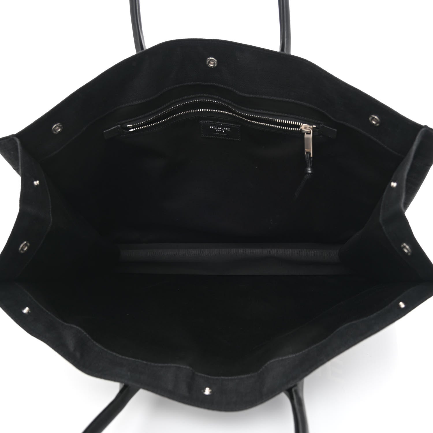 Saint Laurent Raffia Linen Calfskin Rive Gauche Tote Black 5 of 10