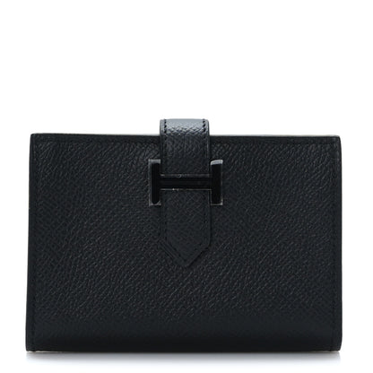 Hermes Epsom Monochrome Bearn Card Holder Wallet Black 1 of 7