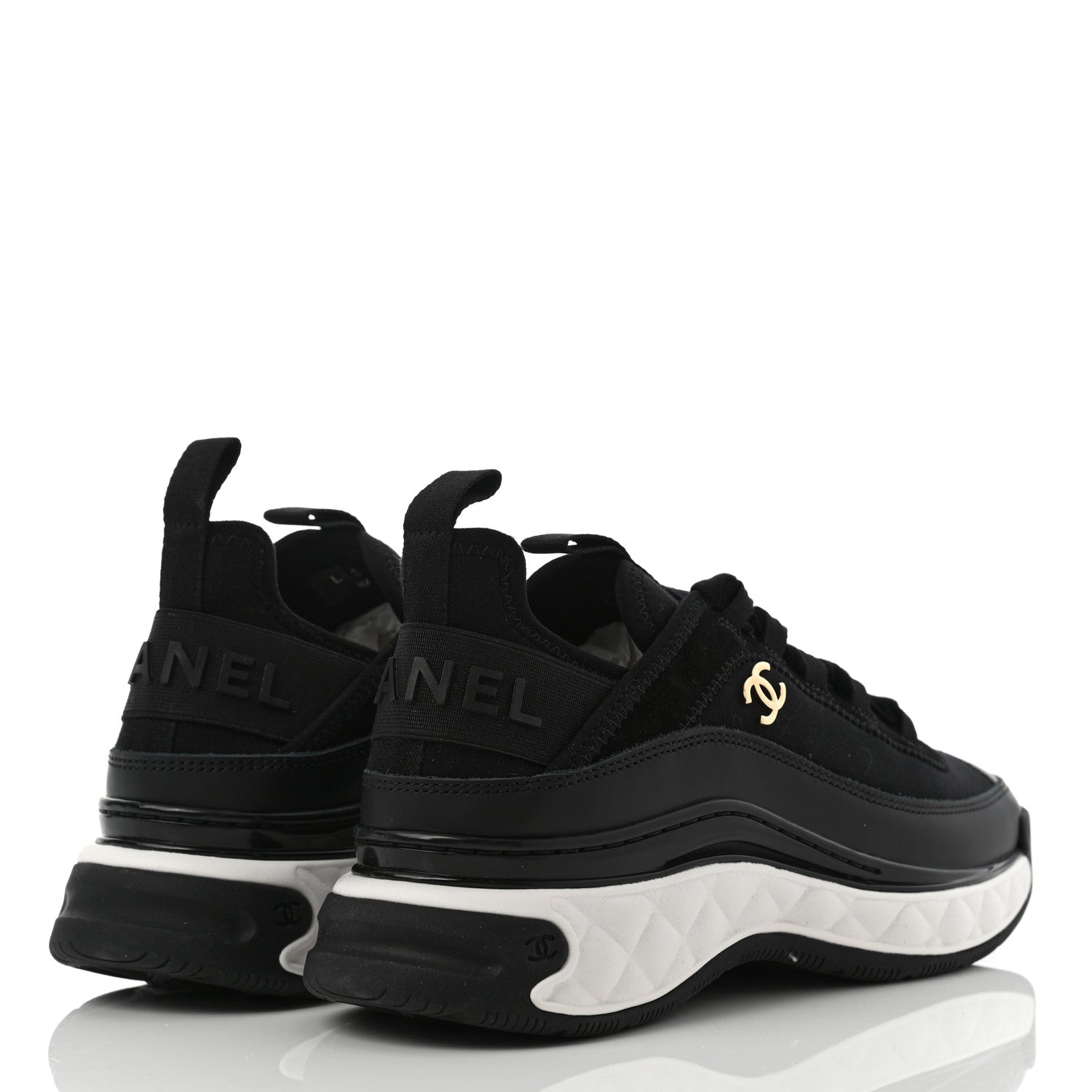 Chanel Velvet Calfskin Mixed Fibers CC Sneakers 37 Black 4 of 8