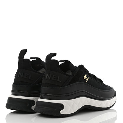 Chanel Velvet Calfskin Mixed Fibers CC Sneakers 37 Black 4 of 8