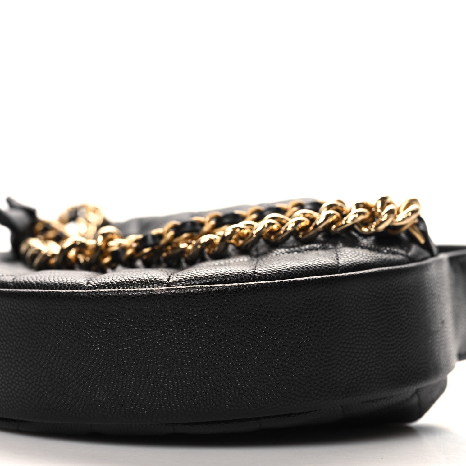 Chanel Shiny Caviar Quilted Bow Pouch Hobo Black 10 of 11